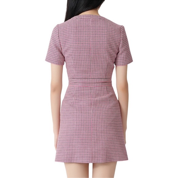 Maje Barbiecore Rida Pink Tweed Houndstooth Mini Dress - Picture 6 of 12
